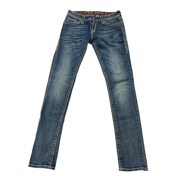 Rock Revival Jeans Kelly‎ Skinny Medium Wash Denim Pants Women's 28 Flap Pocket - Picture 2 of 15